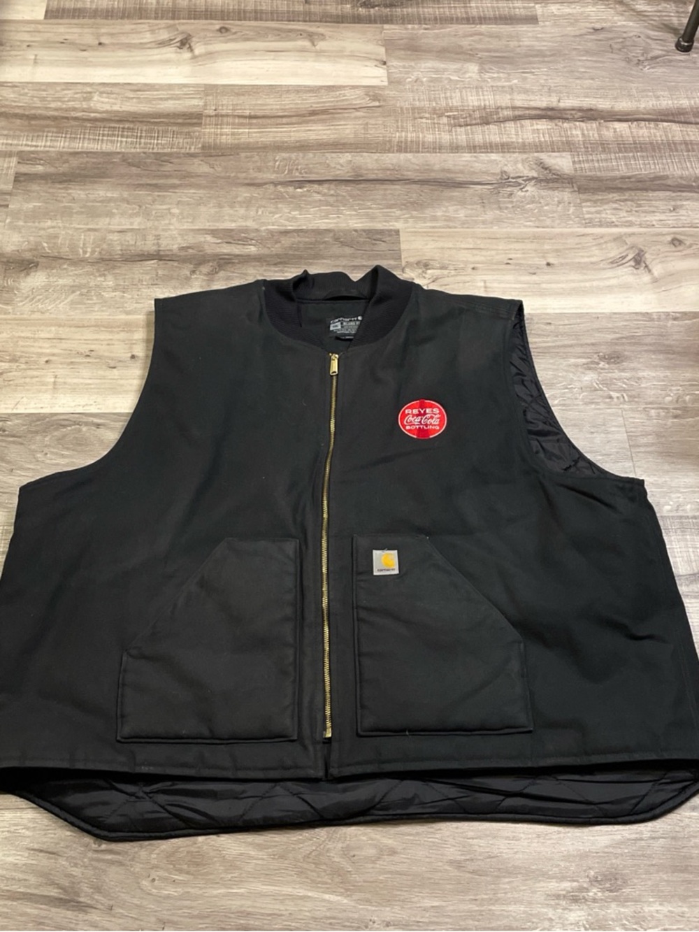 Carhartt Black Quilted Work Vest with Brass Zipper